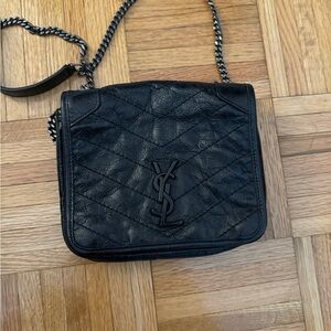 YSL Niki wallet on chain WOC crossbody bag black